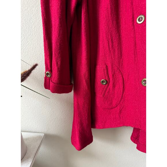 Monroe & Main Wool Blend Hood Coat Jacket Cranberry Red Pink Lagenlook Artsy 3X - Picture 5 of 10
